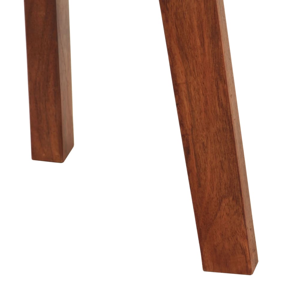 Bar Stools 2 pcs Real Leather and Solid Wood Acacia