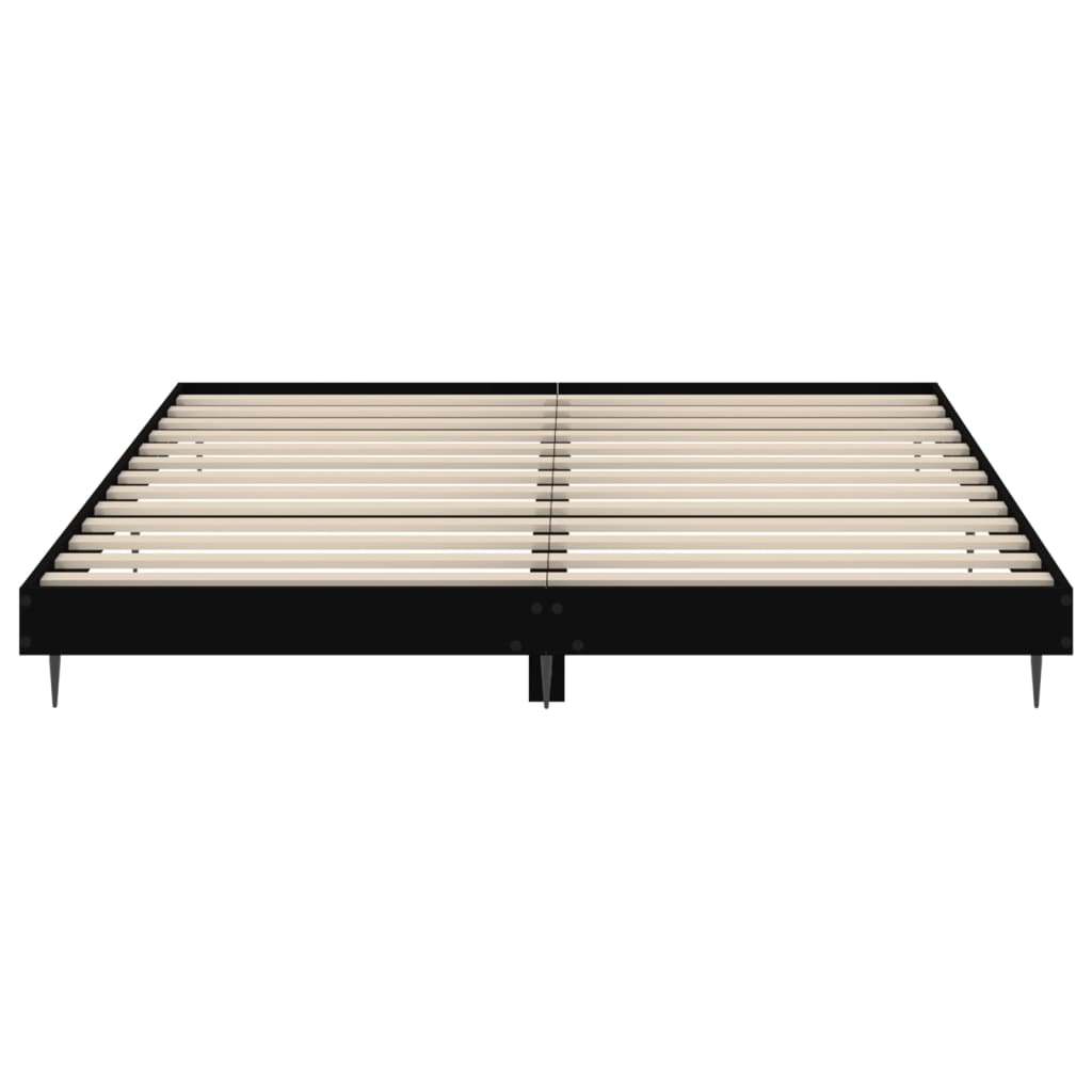 Queen Size Black Engineered Wood Bed Frame - Metal Legs