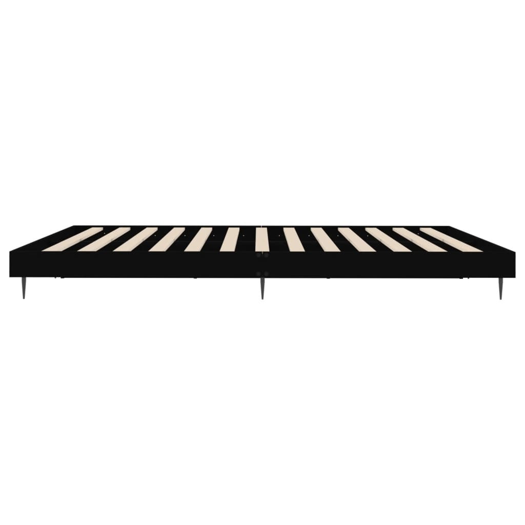 Queen Size Black Engineered Wood Bed Frame - Metal Legs