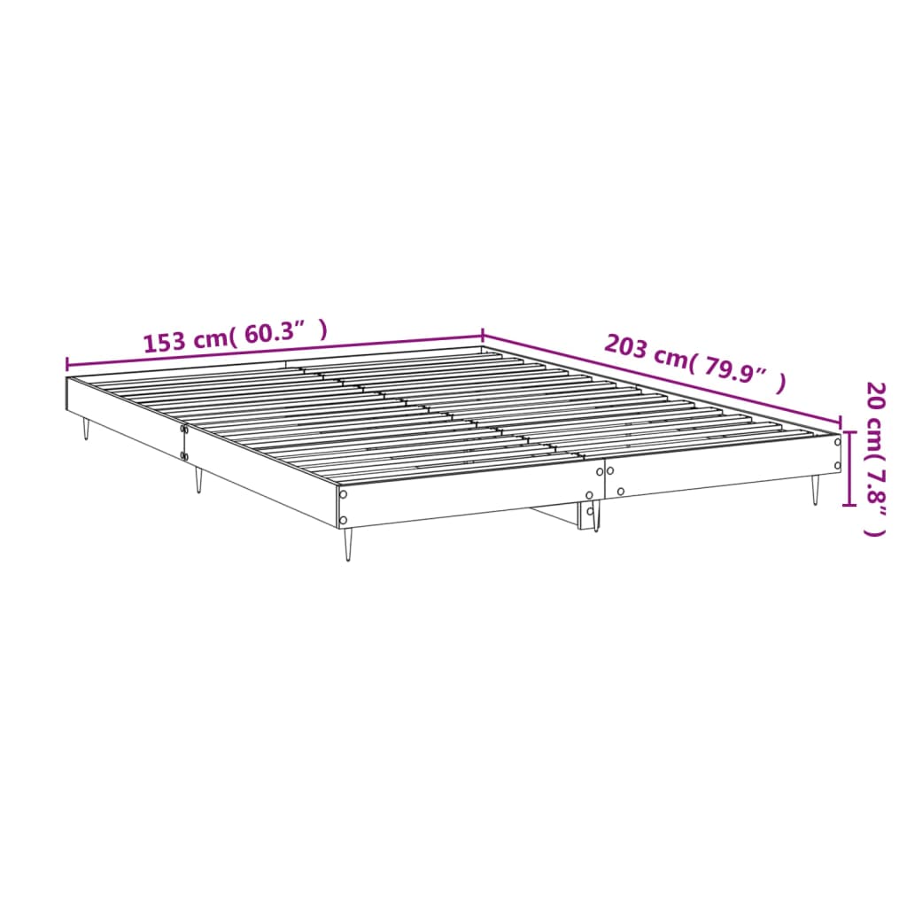 Queen Size Black Engineered Wood Bed Frame - Metal Legs