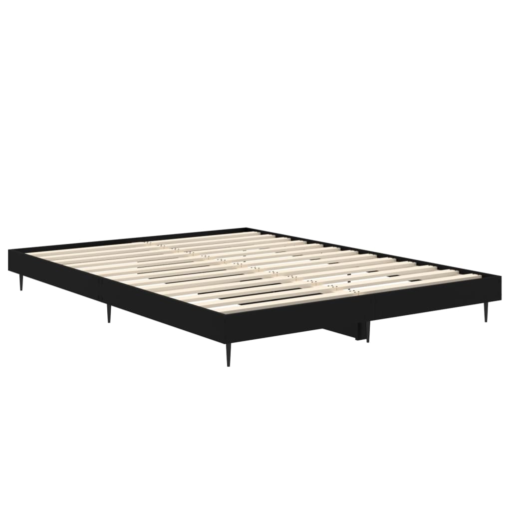 Double Bed Frame Black Engineered Wood