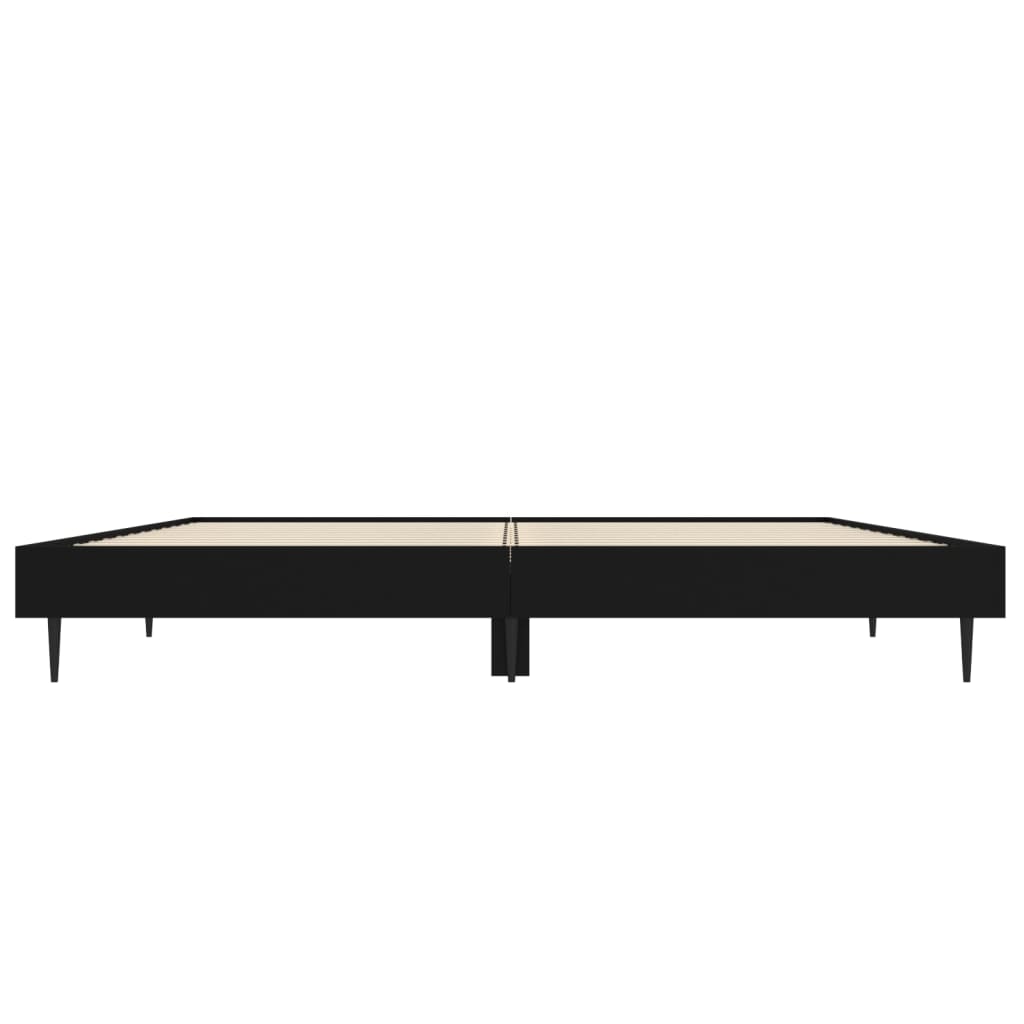 Double Bed Frame Black Engineered Wood