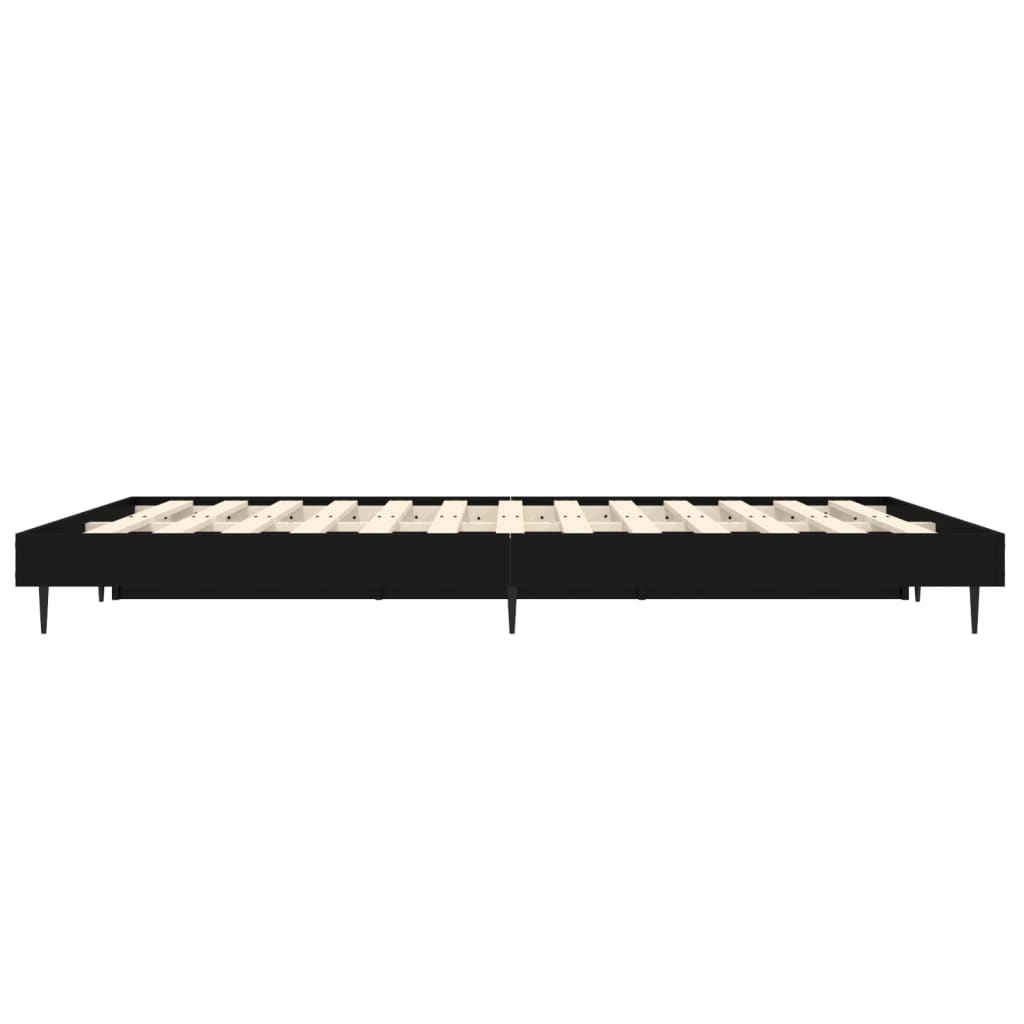 Double Bed Frame Black Engineered Wood