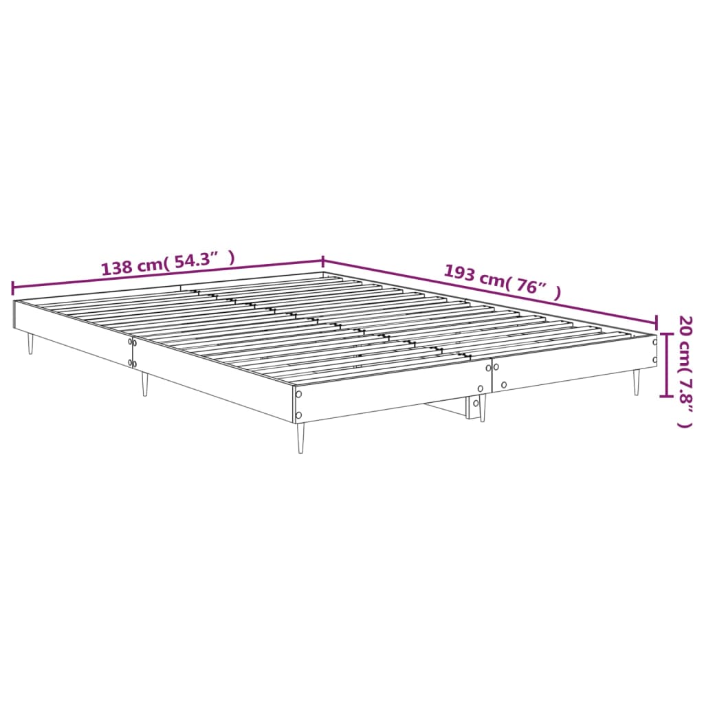 Double Bed Frame Black Engineered Wood