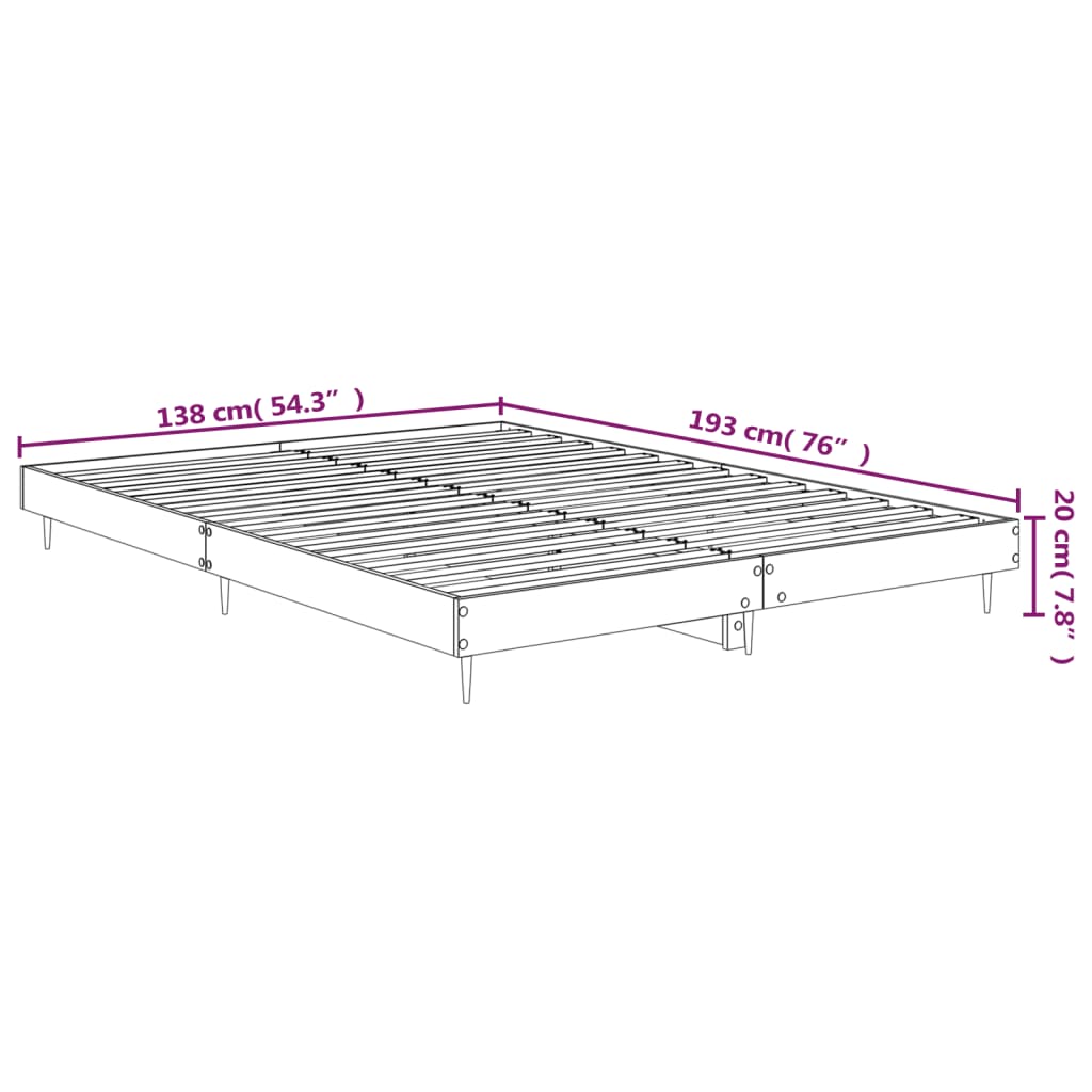 Bed Frame Black 137x187 cm Double Size Engineered Wood