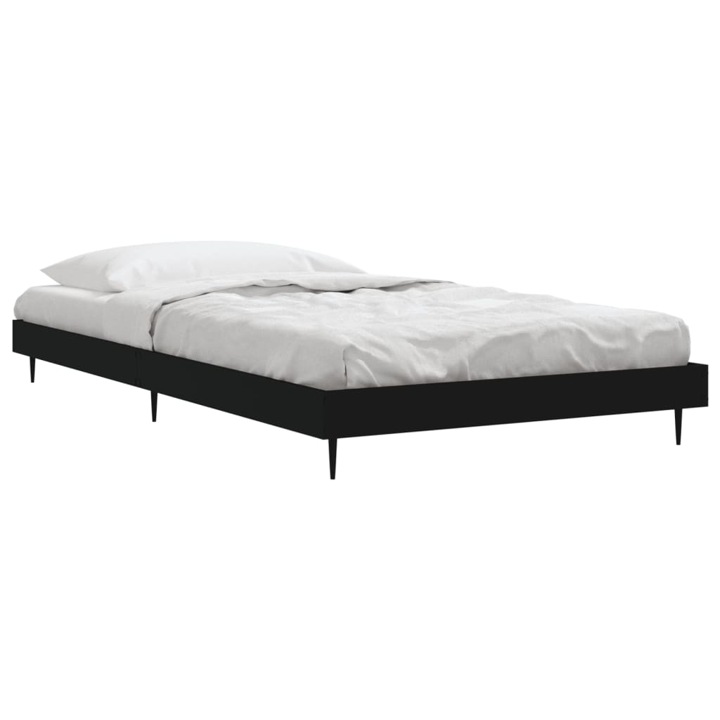 Bed Frame Black 92x187 cm Single Bed Size Engineered Wood