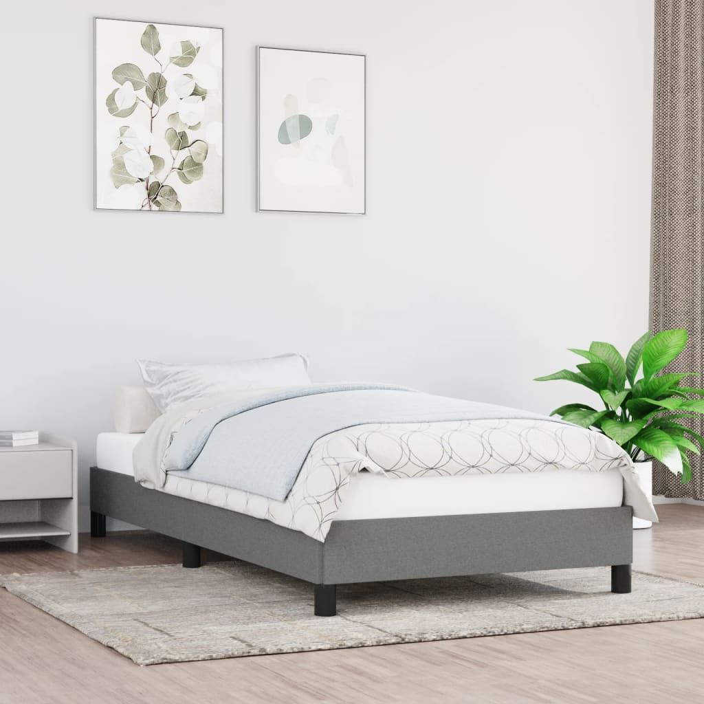 King Single Fabric Bed Frame in Dark Grey