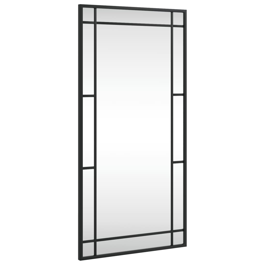 Black Iron Frame Rectangle Wall Mirror 40x80 cm