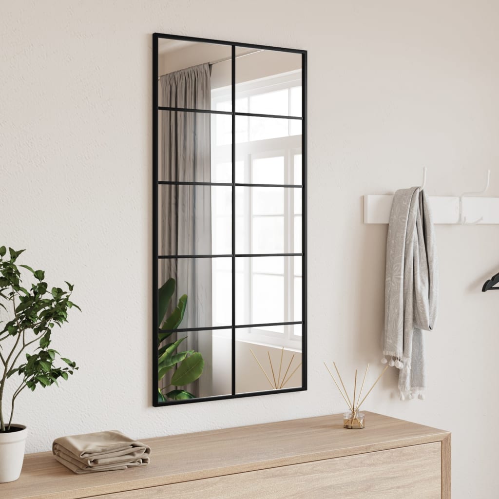 Black Rectangle Wall Mirror 50x100 cm Iron Frame