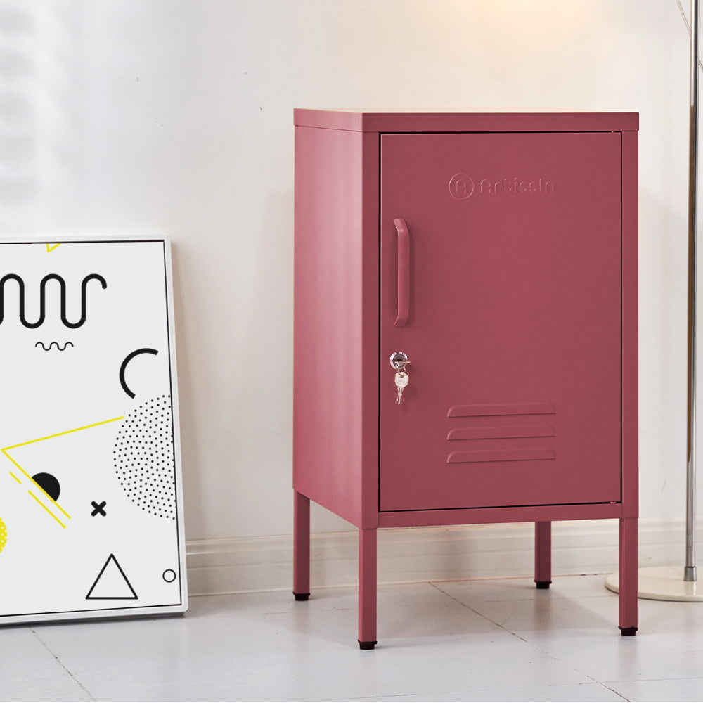 Pink Metal Bedside Table Cabinet | ArtissIn Storage Locker