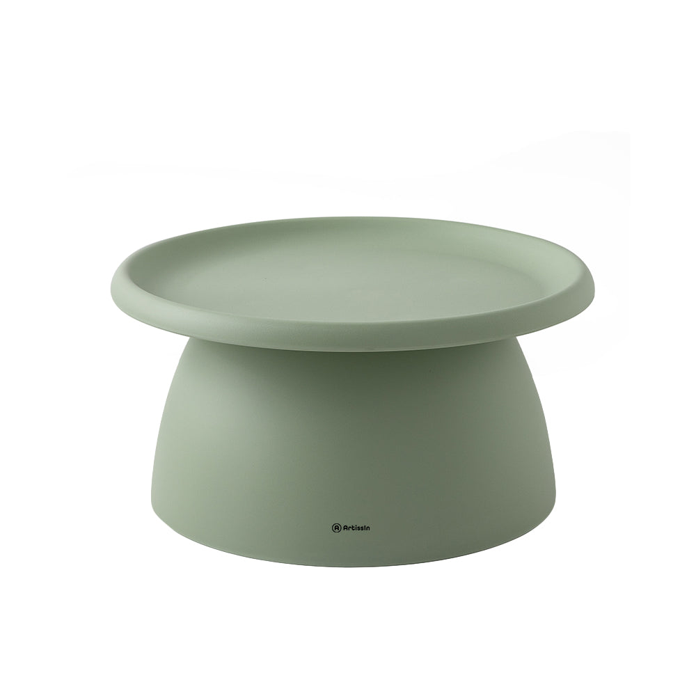 Artiss Round Green Plastic Coffee Table 71cm Pedestal Base