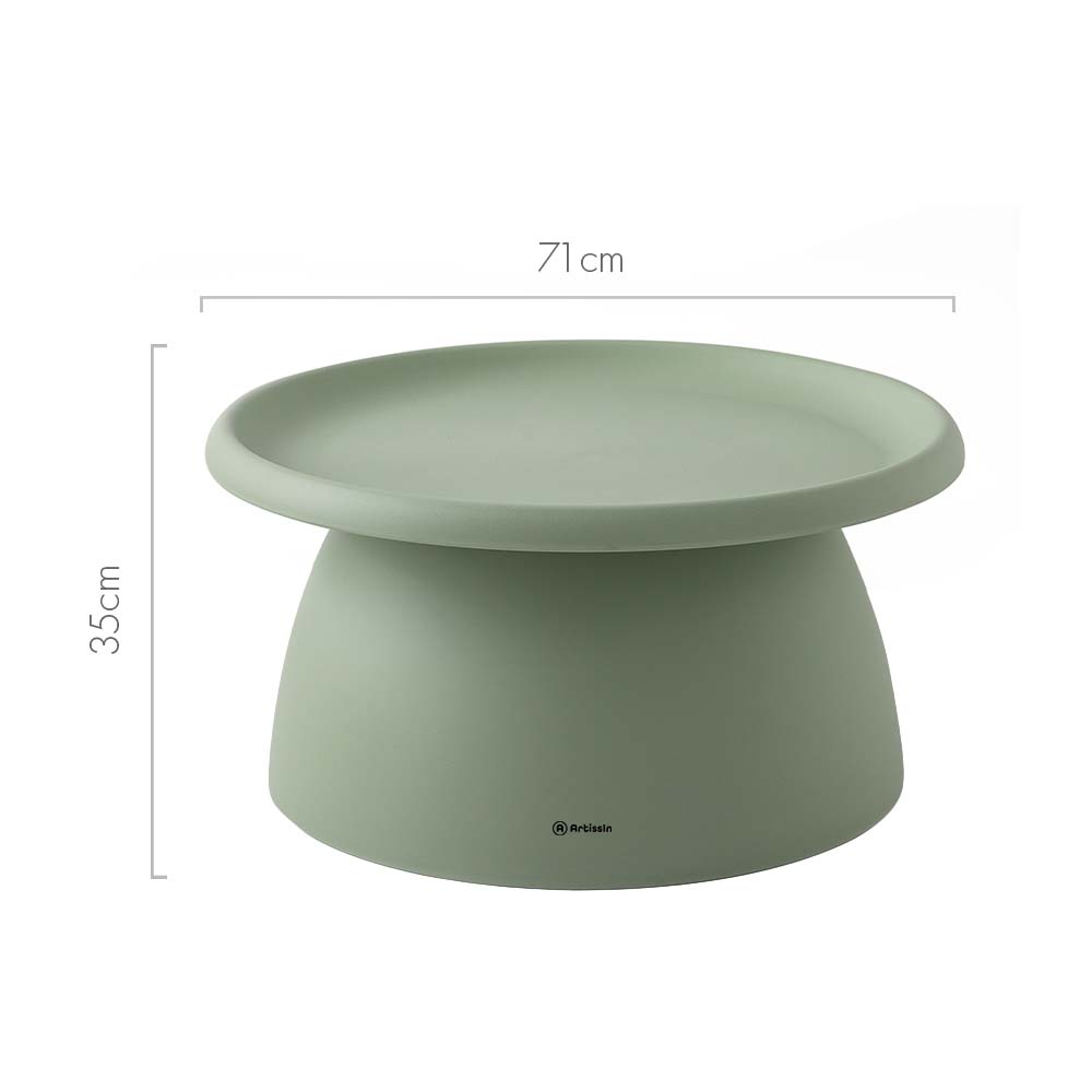 Artiss Round Green Plastic Coffee Table 71cm Pedestal Base