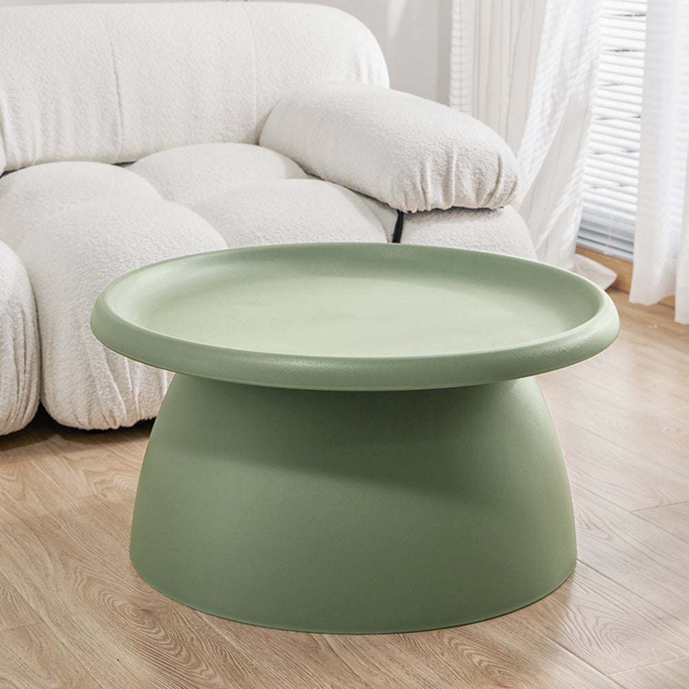 Artiss Round Green Plastic Coffee Table 71cm Pedestal Base