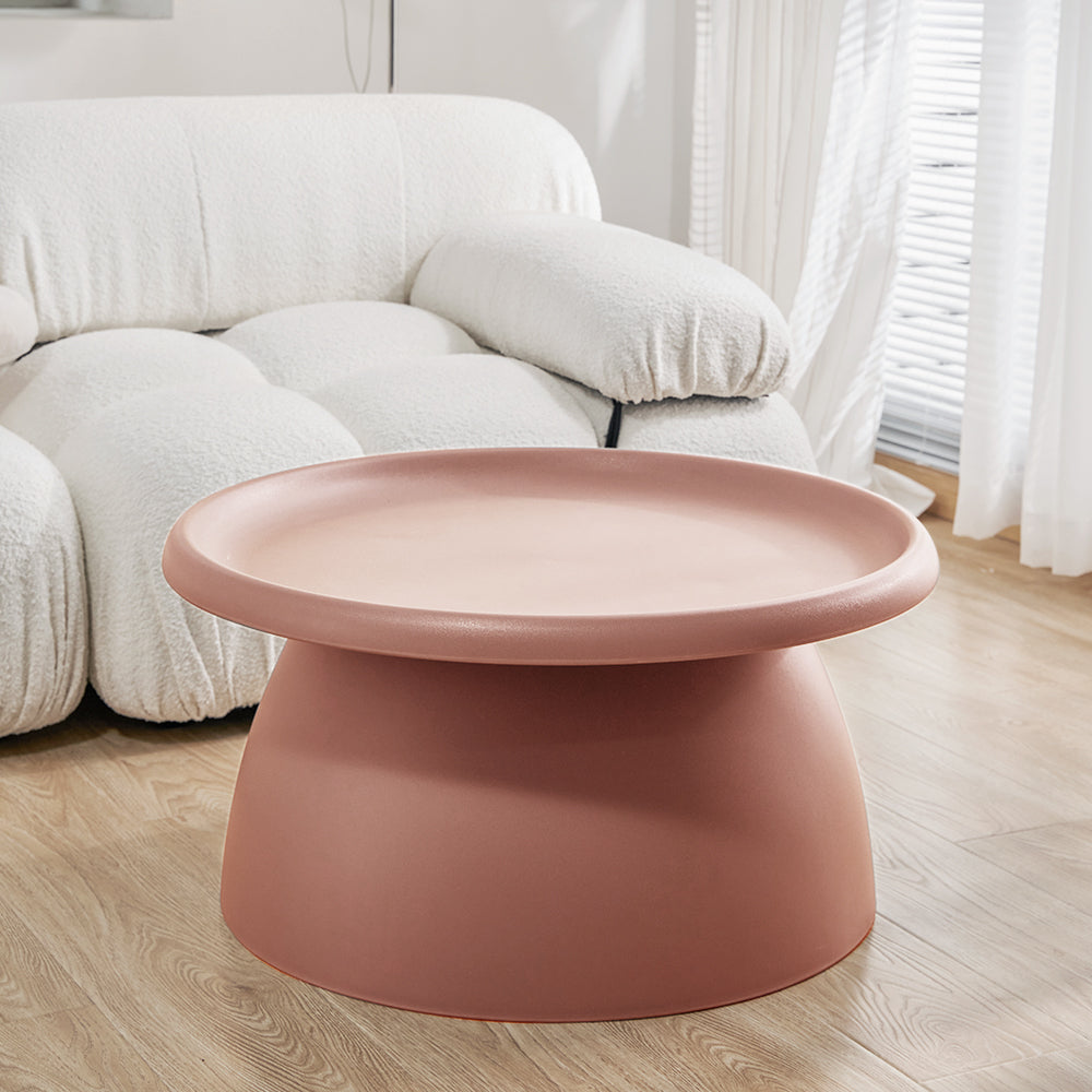 Artiss Round Pink Coffee Table 71cm | Modern Pedestal Design