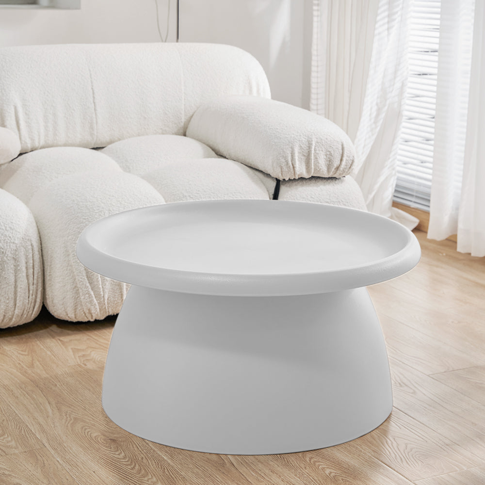 Artiss Round White Coffee Table 71cm | Modern Pedestal Design