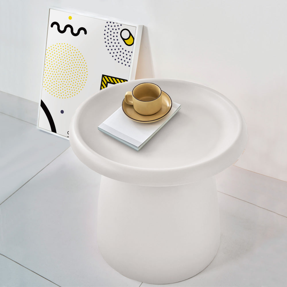 Round White Coffee Table by Artiss | 52cm Plastic Pedestal