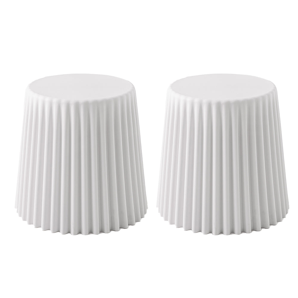 Artiss White Cupcake Bar Stools | Set of 2 Stackable Seats