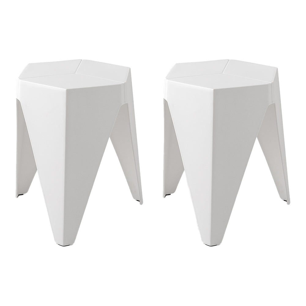 Artiss Stackable Puzzle Stools | Set of 2 White Bar Stools