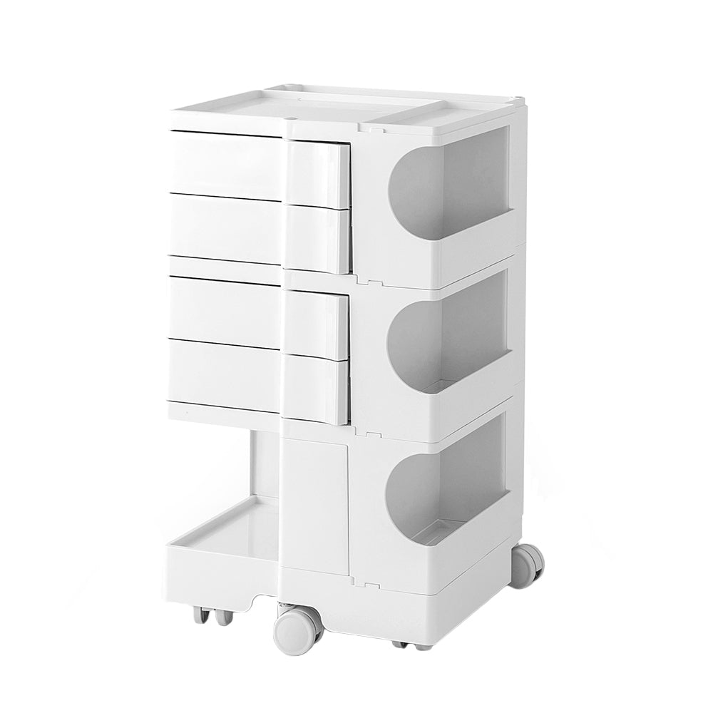 Artiss 5 Tier Storage Trolley Cart | Versatile White Bedside Table