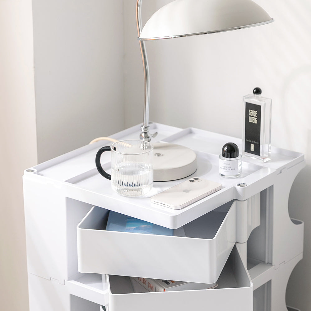 Artiss 5 Tier Storage Trolley Cart | Versatile White Bedside Table