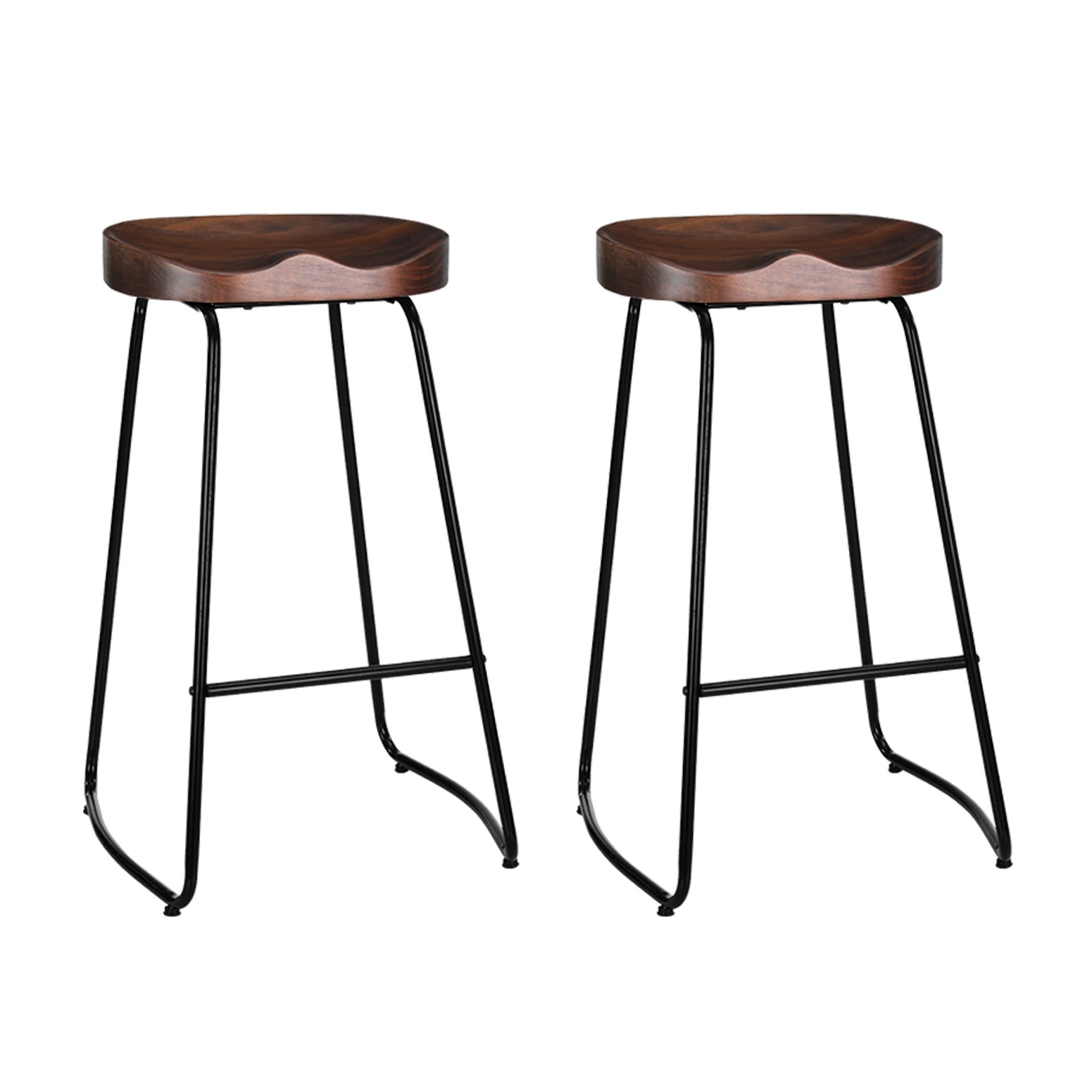 Artiss Industrial Pine Wood Bar Stools, Set of 2, Black, 75cm