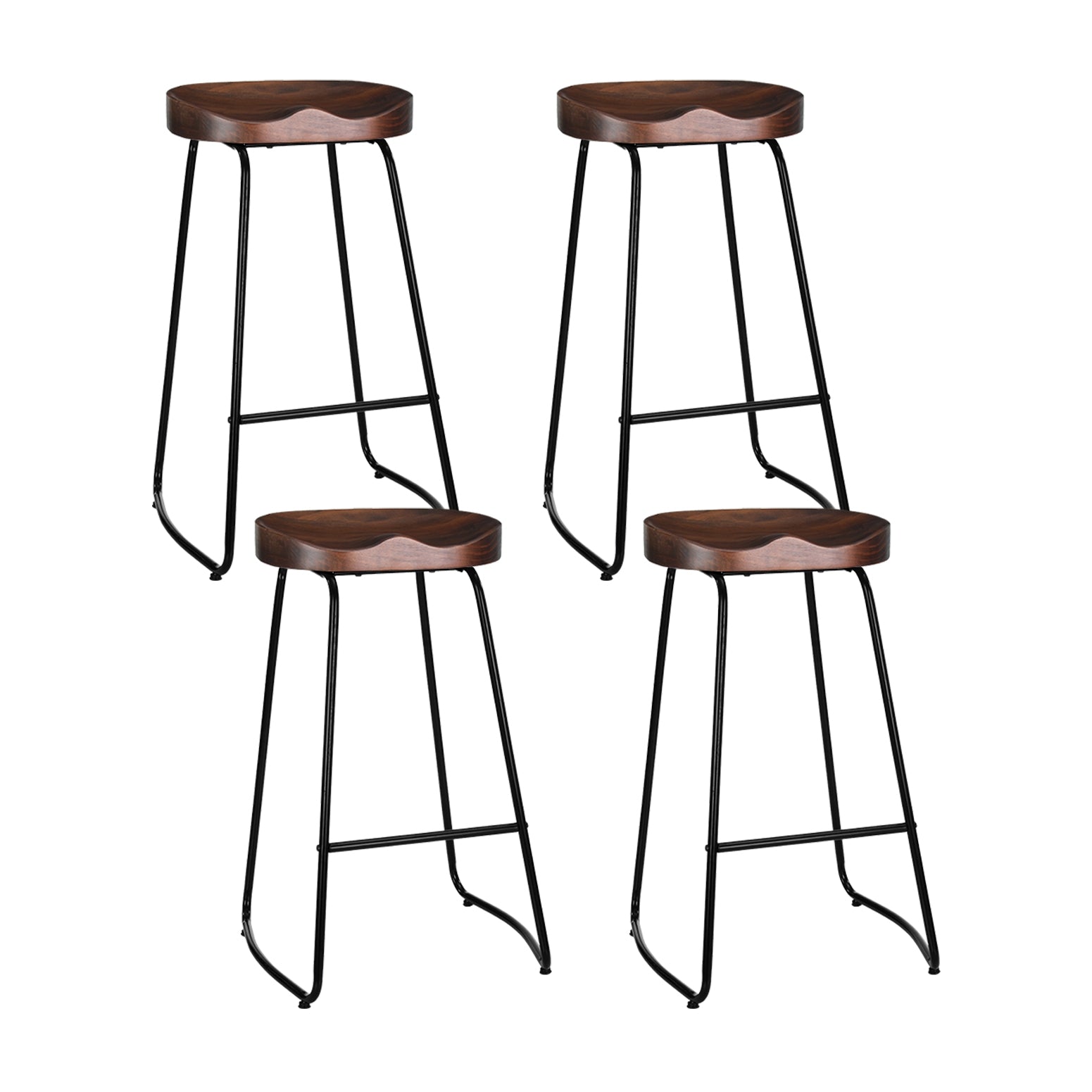 Artiss Industrial Pine Wood Bar Stools | Set of 4 Black