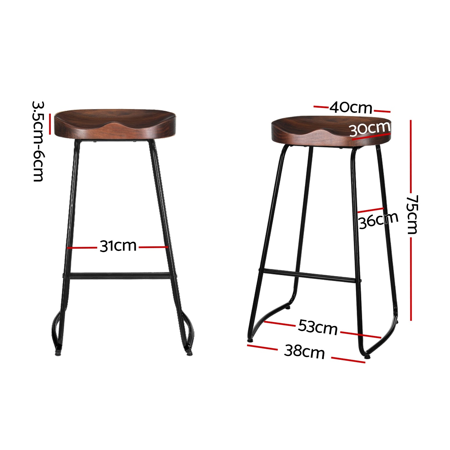 Artiss Industrial Pine Wood Bar Stools | Set of 4 Black