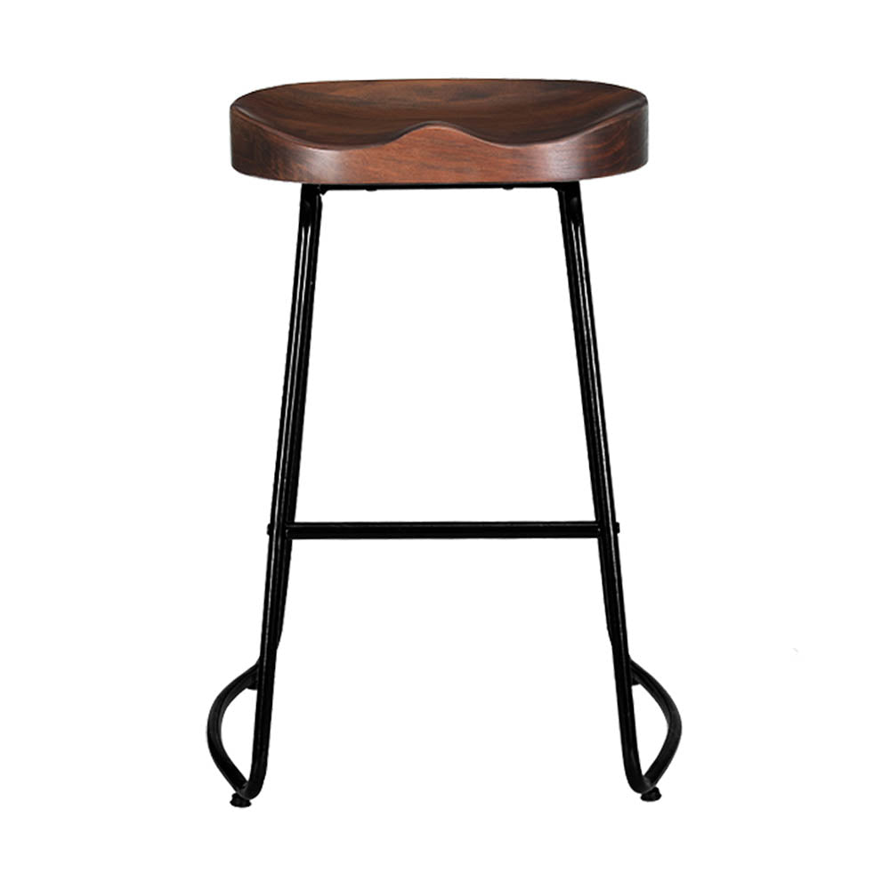 Artiss Industrial Pinewood Bar Stools Set of 2 | 65cm Black