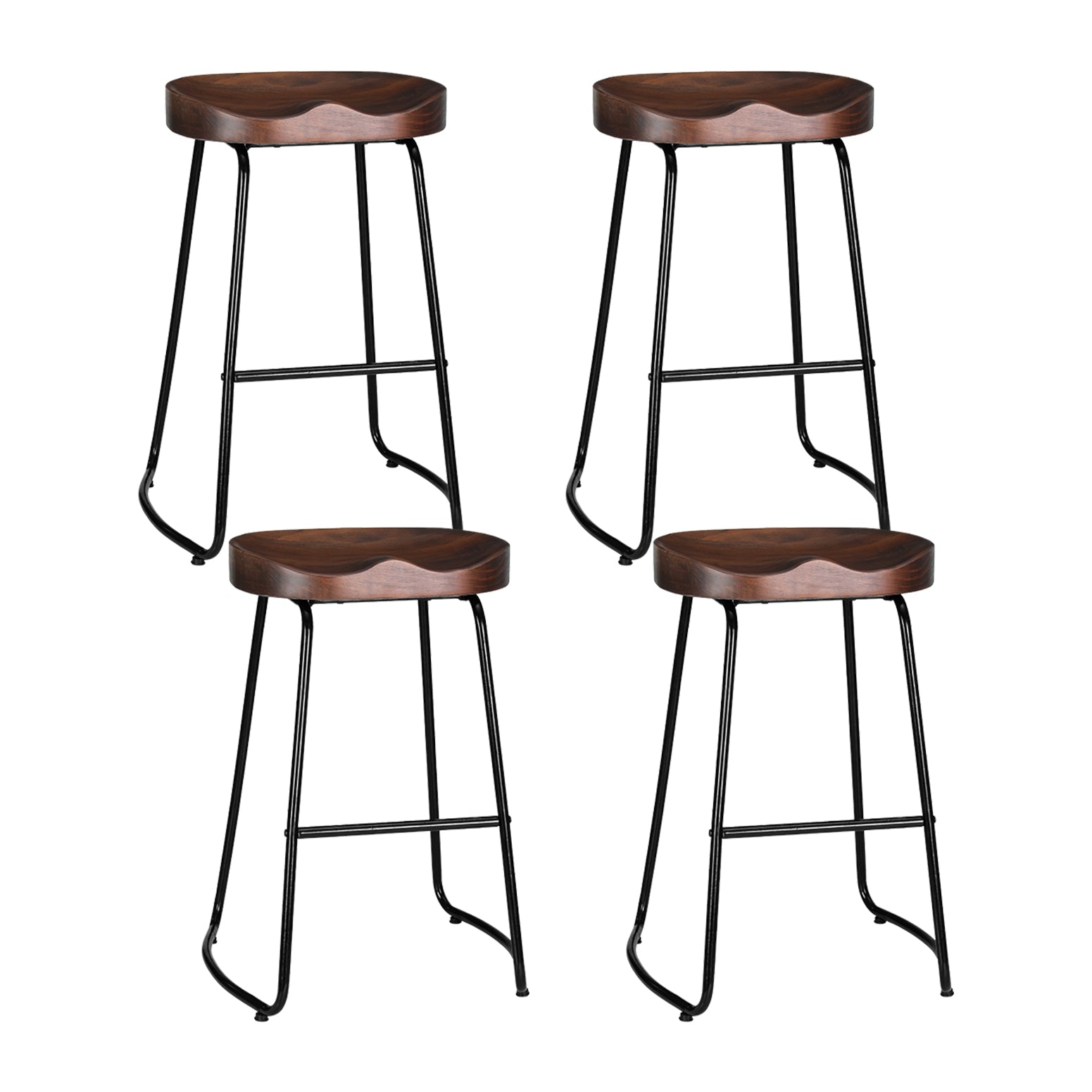 Artiss Vintage Tractor Bar Stools | Set of 4 Black Wood Seats