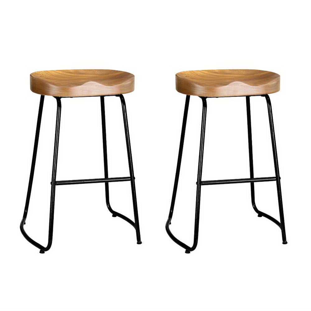 Artiss Wooden Tractor Seat Bar Stools Set of 2 | Industrial Style