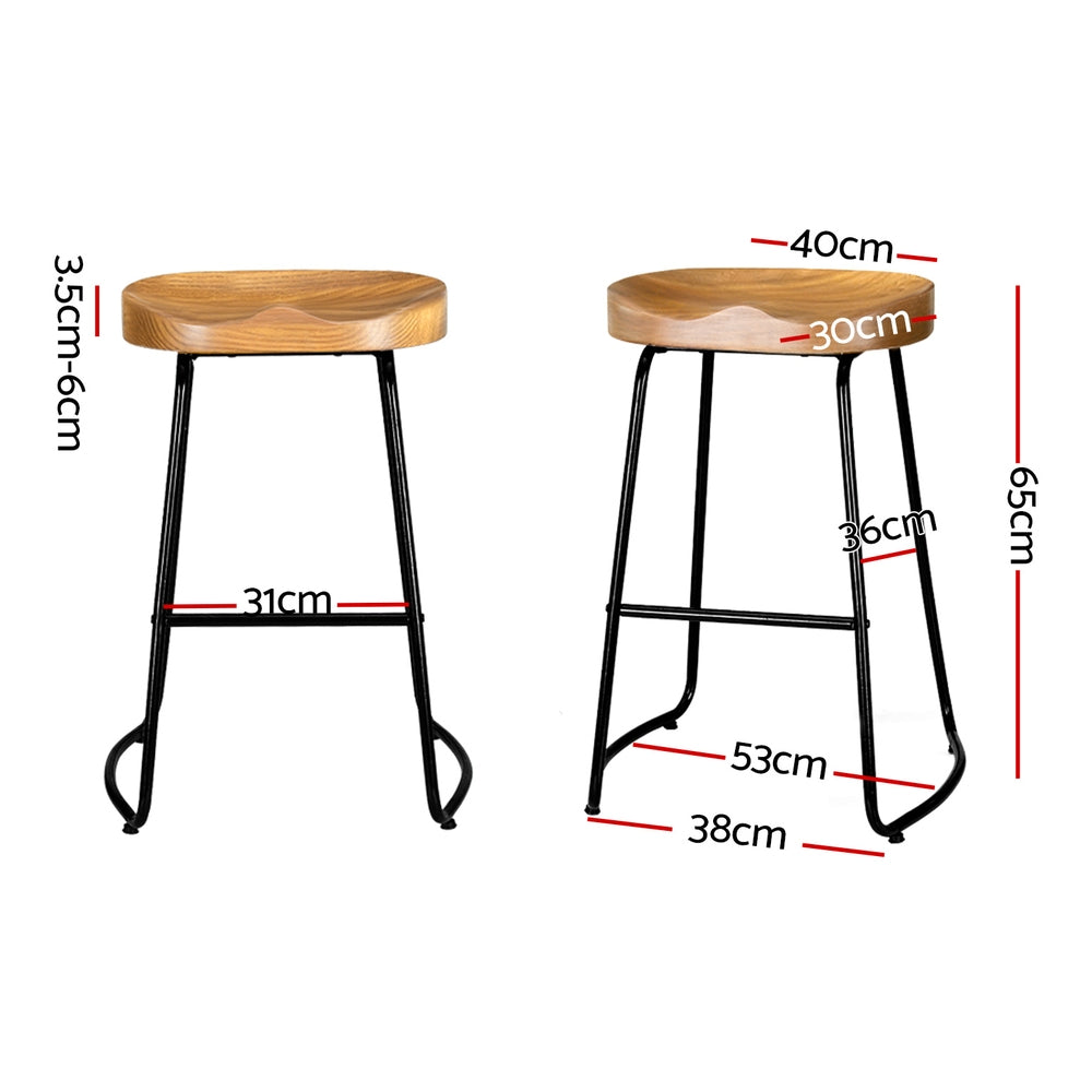 Artiss Wooden Tractor Seat Bar Stools Set of 2 | Industrial Style