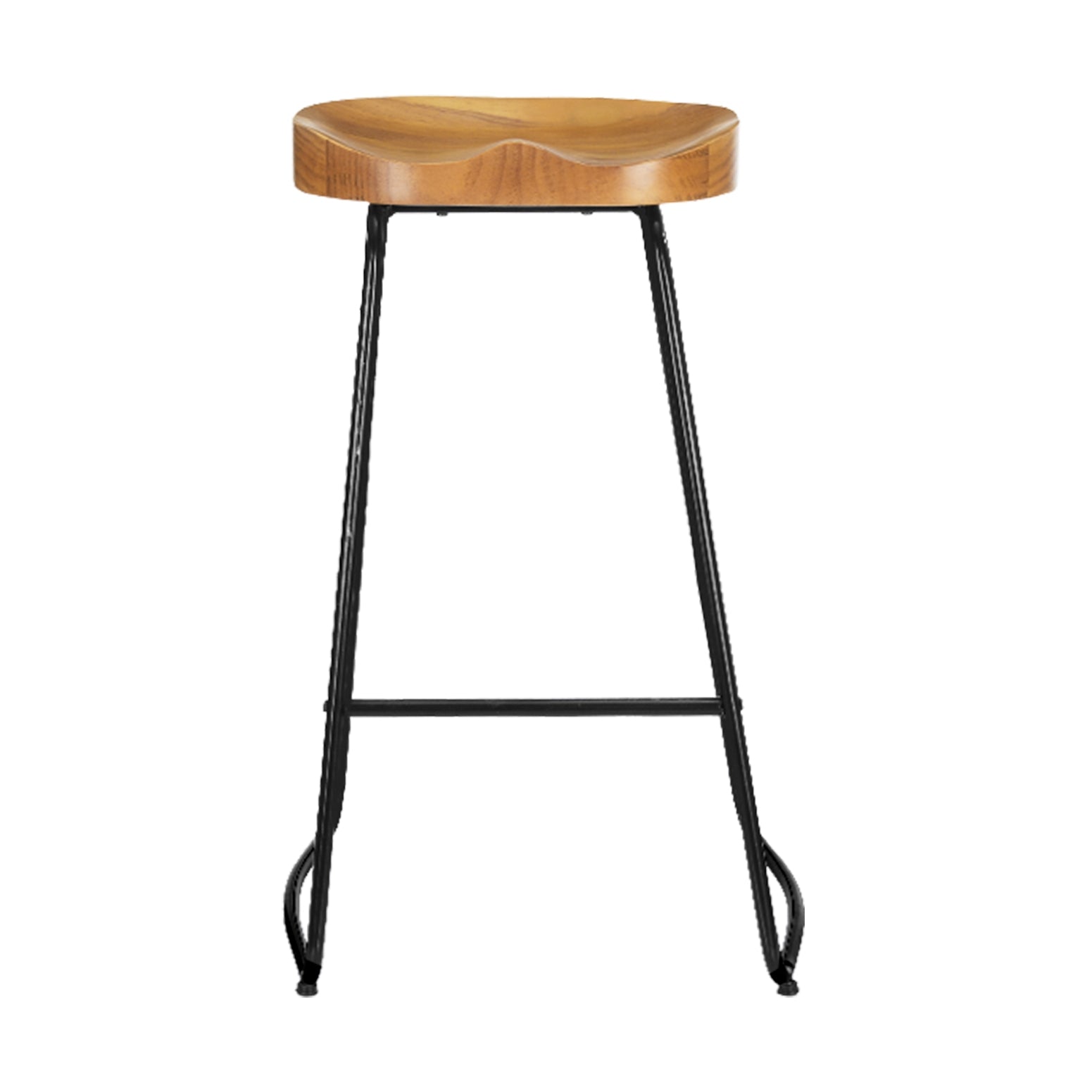 Industrial Tractor Seat Bar Stools | Set of 4 Wooden Elm Chairs