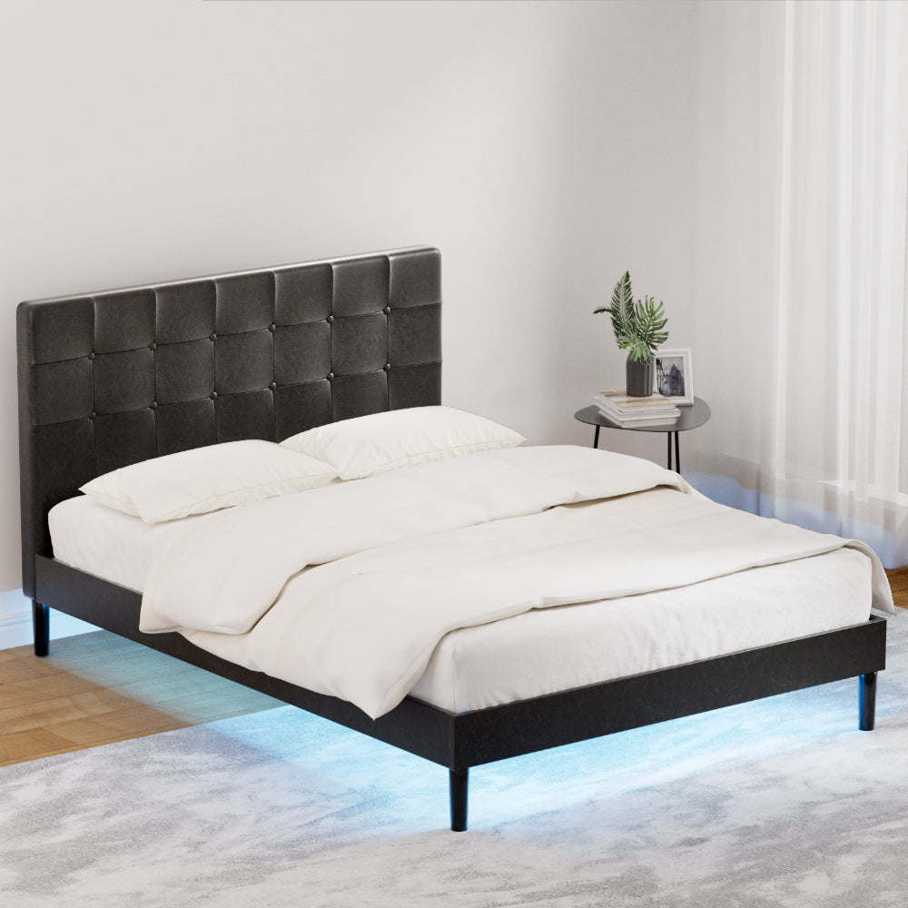 Artiss RAVI Double Bed Frame with LED Lights and USB Ports