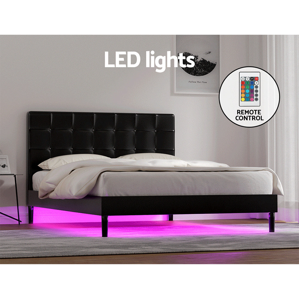 Artiss RAVI Double Bed Frame with LED Lights and USB Ports