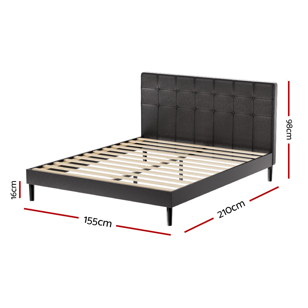 Artiss RAVI Queen LED Bed Frame with USB Ports | Black