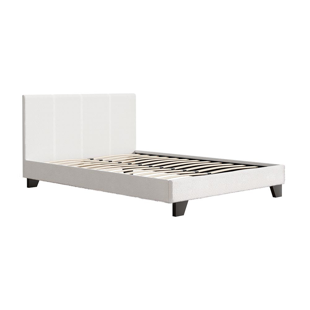 Artiss Neo Double Bed Frame Boucle Fabric White