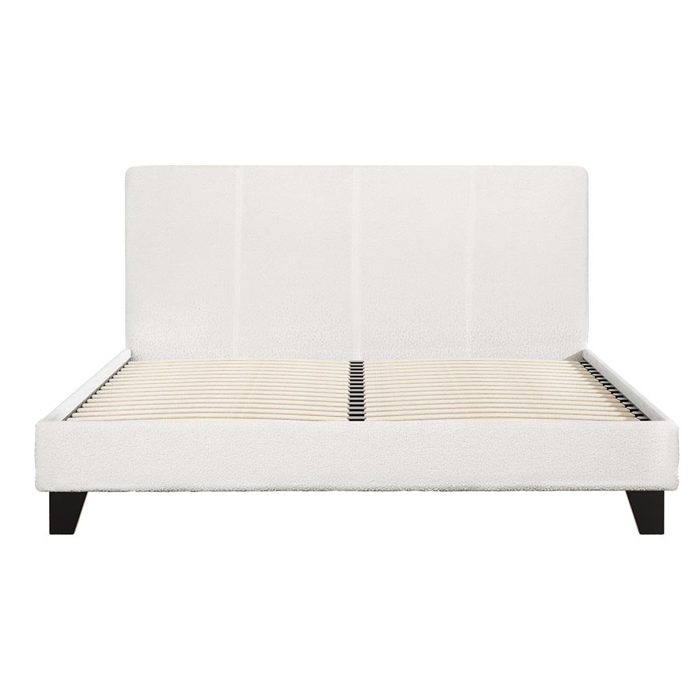 Artiss Neo Double Bed Frame Boucle Fabric White