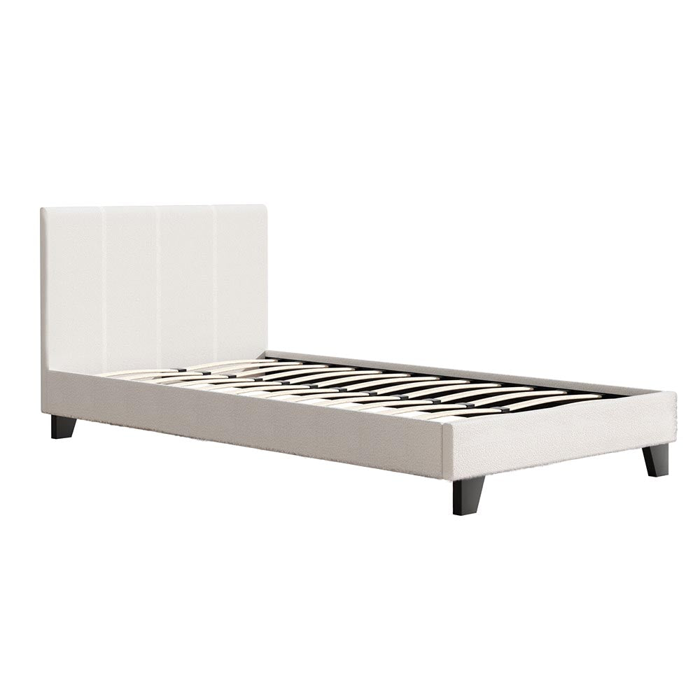 Artiss Neo King Single Boucle Bed Frame with Headboard