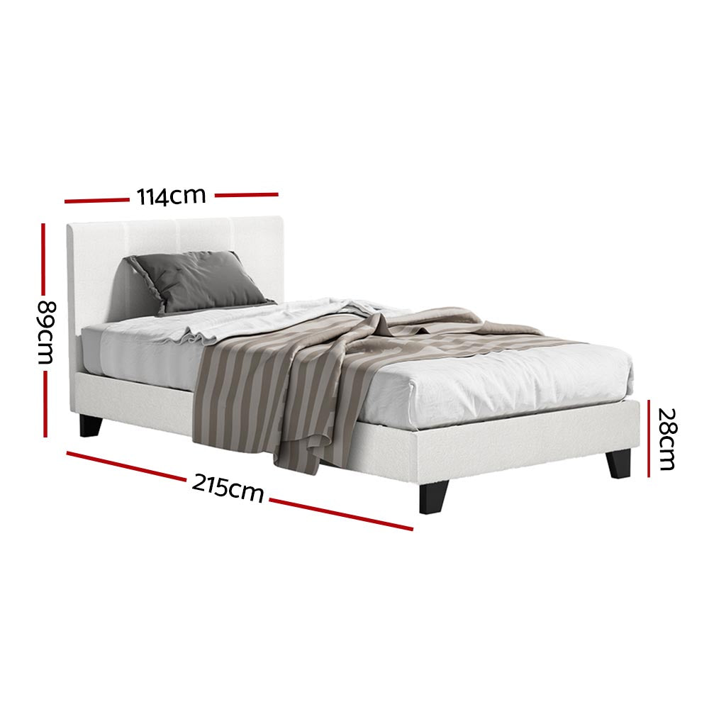 Artiss Neo King Single Boucle Bed Frame with Headboard