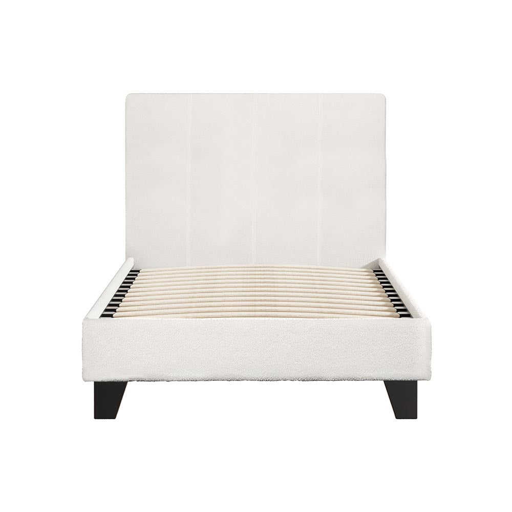 Artiss Neo Single Bed Frame with Boucle Upholstery | White