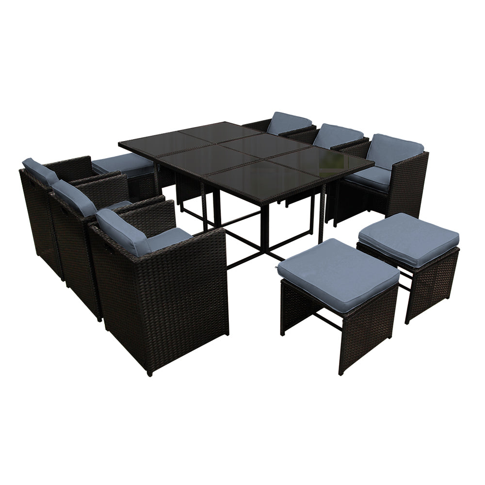 Gardeon 11 Piece Outdoor Wicker Dining Set with Cushions