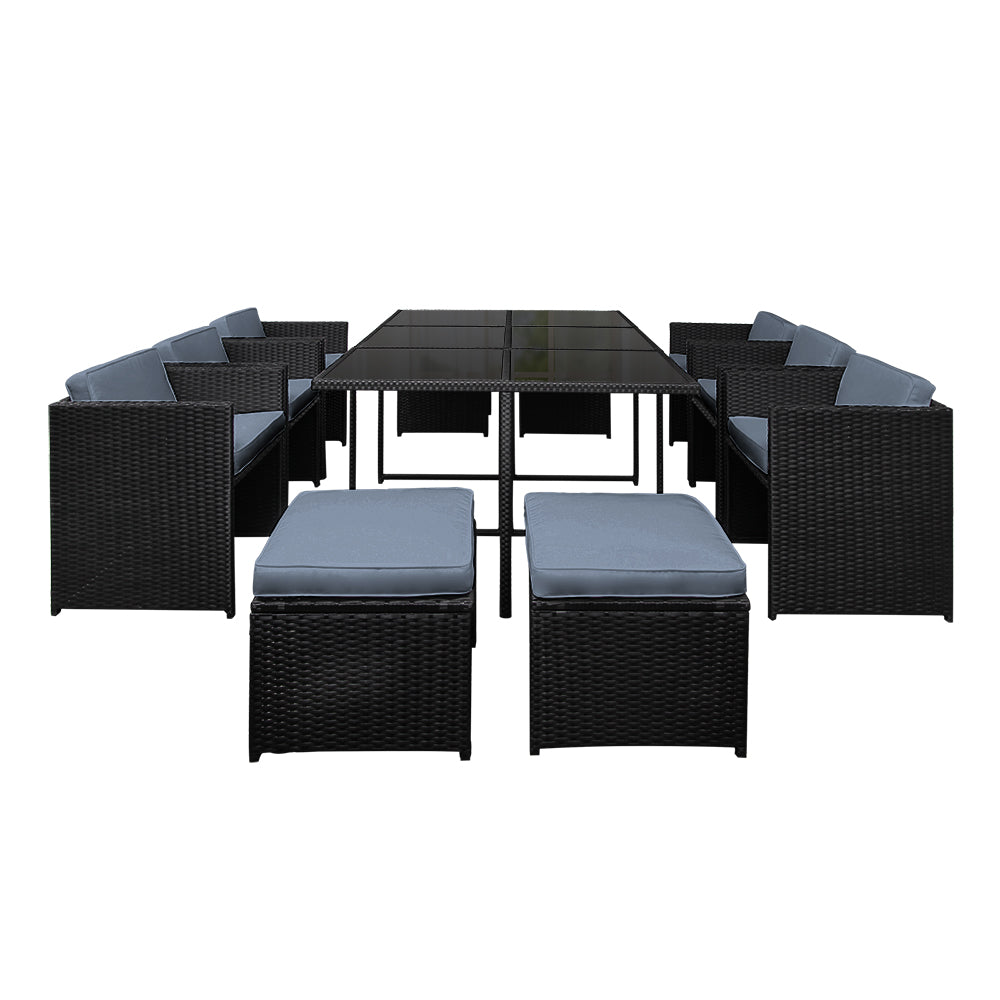 Gardeon 11 Piece Outdoor Wicker Dining Set with Cushions