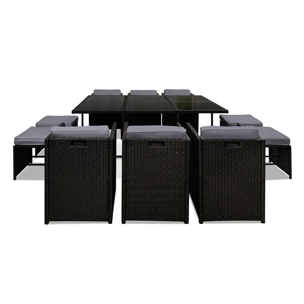 Gardeon 11 Piece Outdoor Wicker Dining Set with Cushions