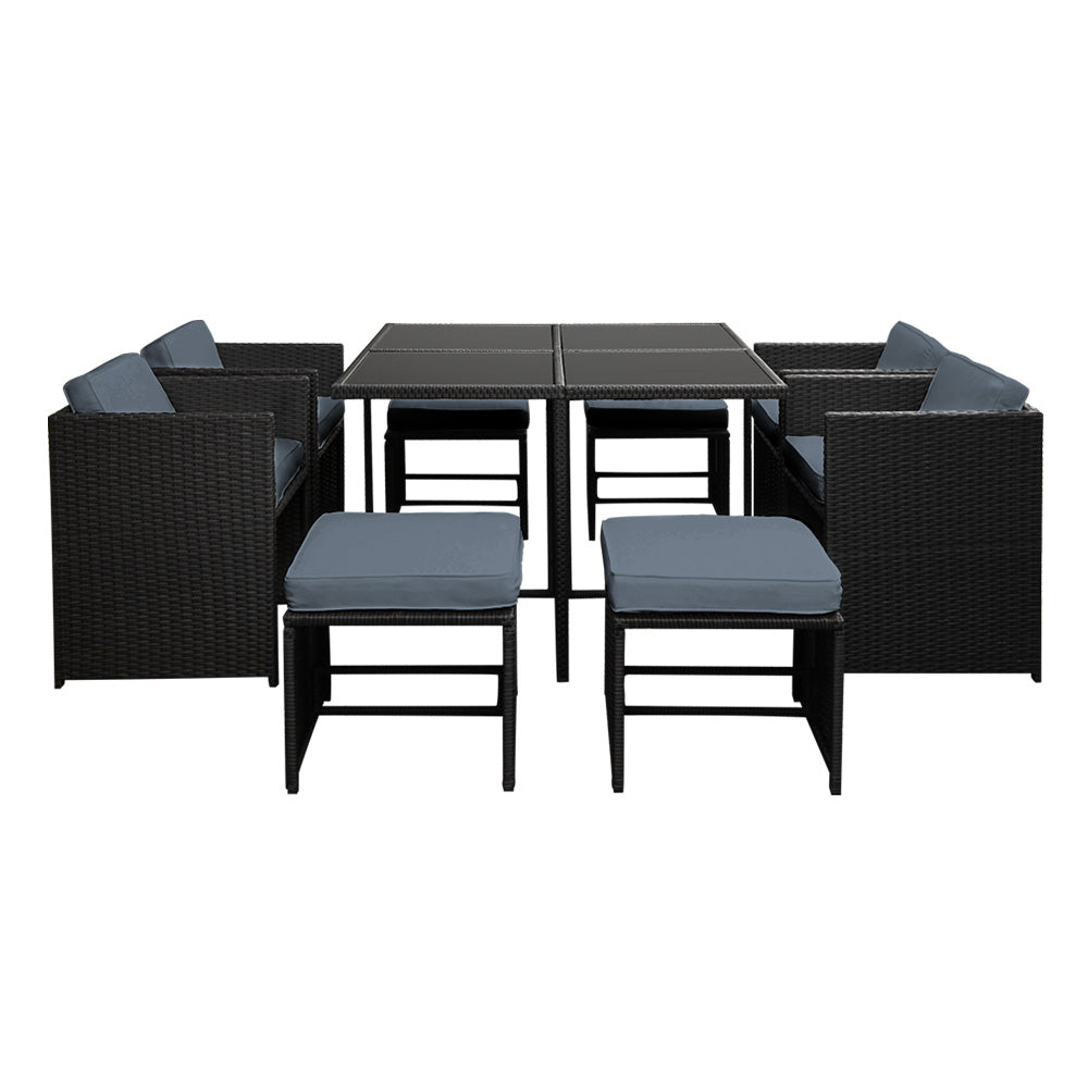 9 Piece Gardeon Outdoor Wicker Dining Set with Cushions