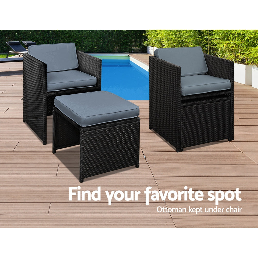 9 Piece Gardeon Outdoor Wicker Dining Set with Cushions