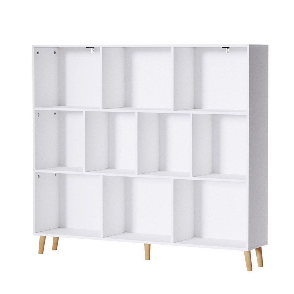 Artiss 3 Tier Cube Bookshelf | White & Pine Display Shelf