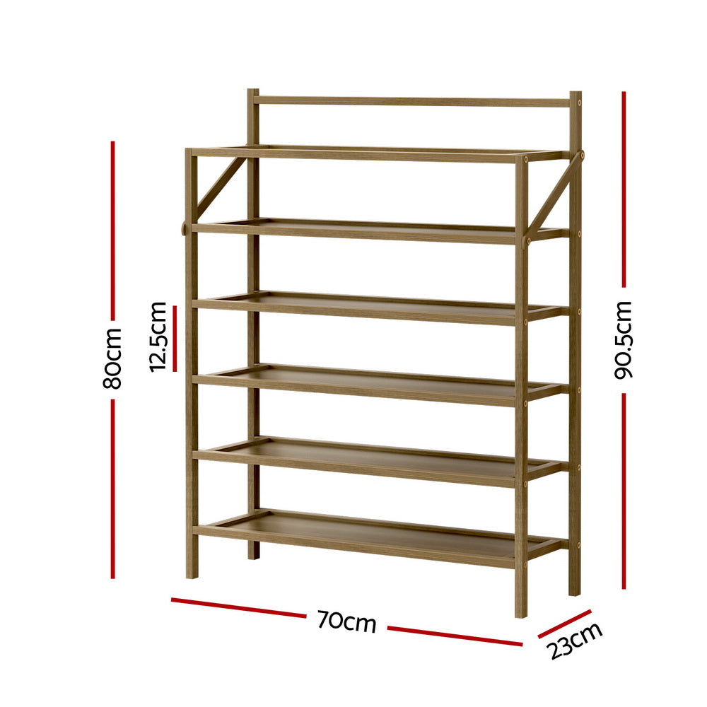 Artiss 6 Tier Foldable Bamboo Shoe Rack for 18 Pairs