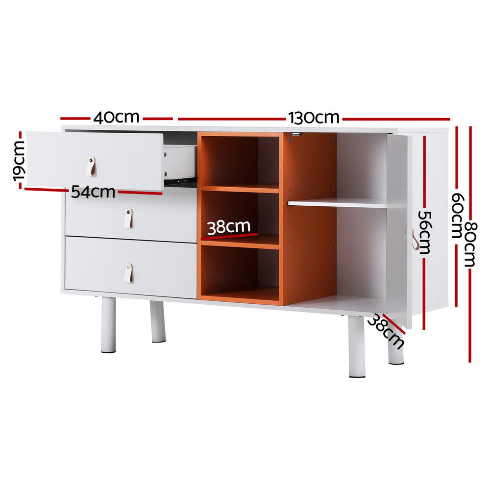 Artiss Modern Storage Buffet Sideboard Cabinet | White & Orange