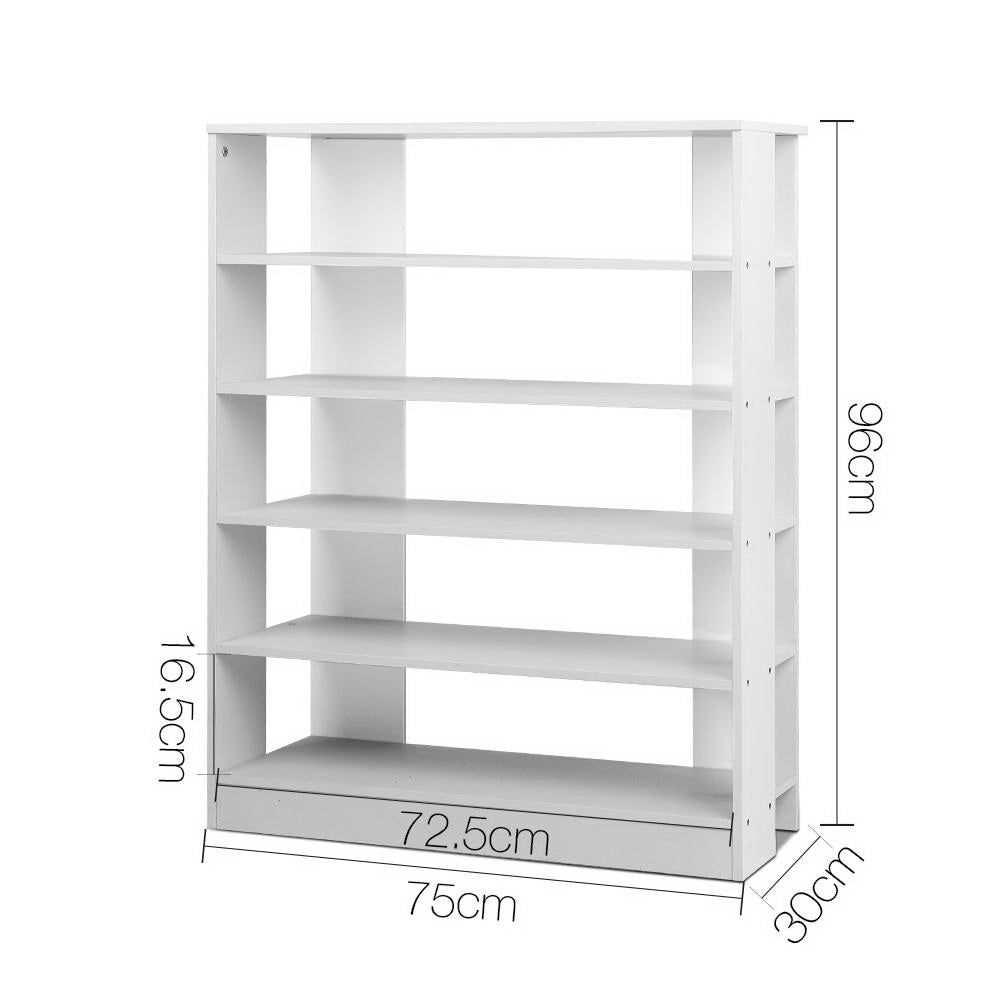 Artiss 6 Tier White Shoe Rack for 30 Pairs | Newstart Furniture