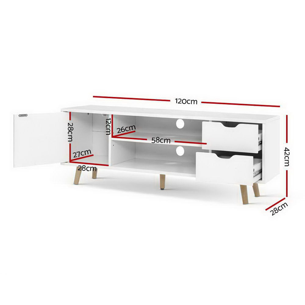 Artiss Larin 120cm White Scandinavian TV Entertainment Unit